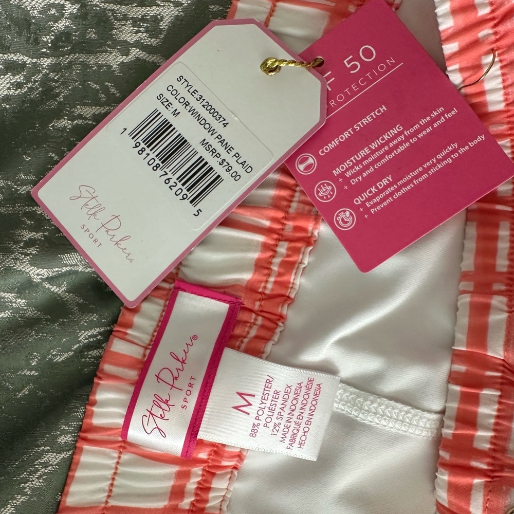 Plaid Drawstring Mini Skirt — Coral - Picture 4 of 6